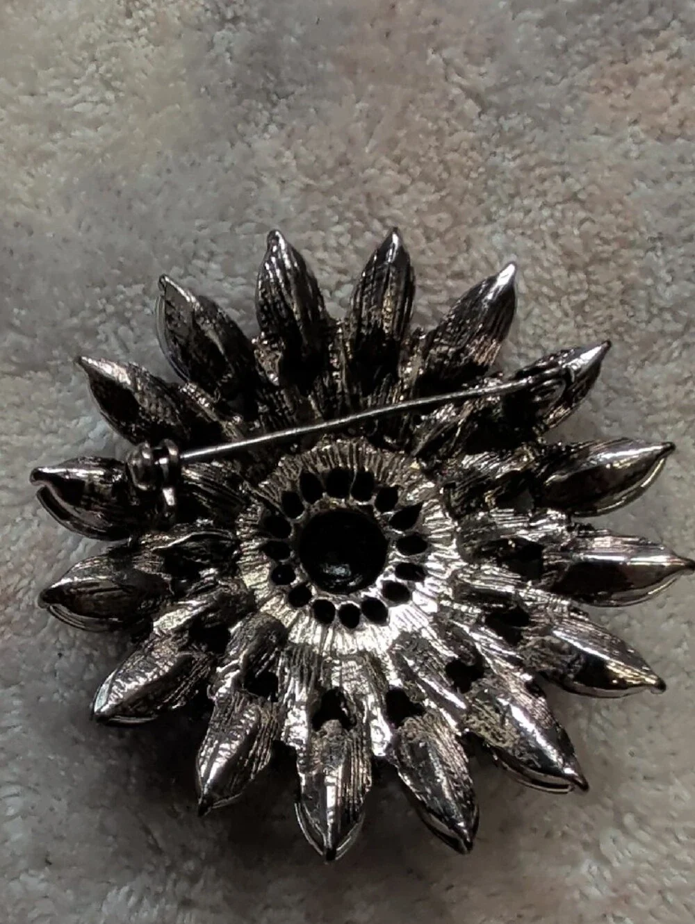 Vintage Purple Crystal Floral Brooch Pin - Premium Costume Jewelry 2